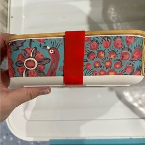Anthropologie Floral Dinnerware with Red and Blue Accents